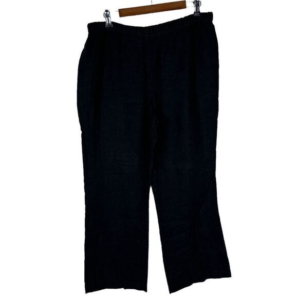 Chico’s Wide Leg Elastic Waist Linen Pant size Large Black - Picture 1 of 4